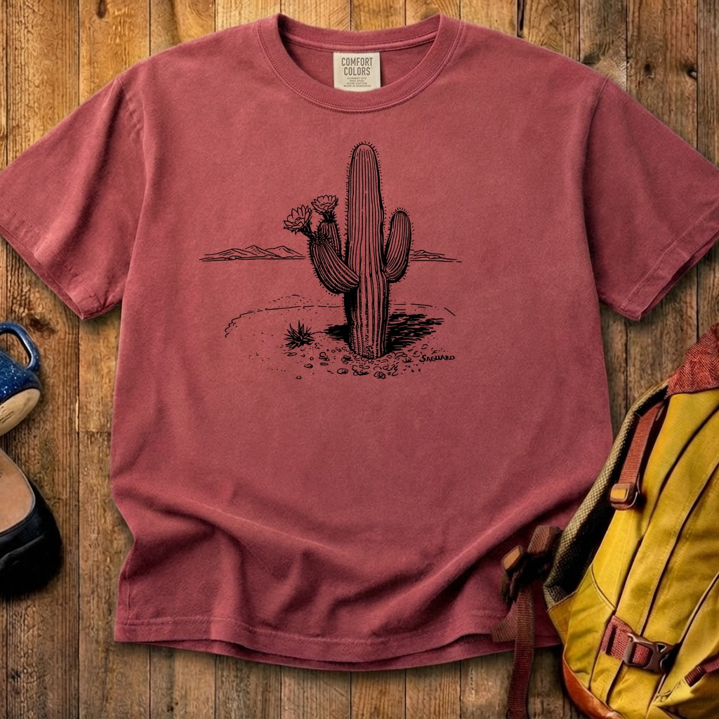Saguaro Line Drawing Cotton T-Shirt