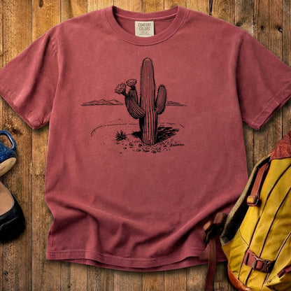 Saguaro Line Drawing Cotton T-Shirt
