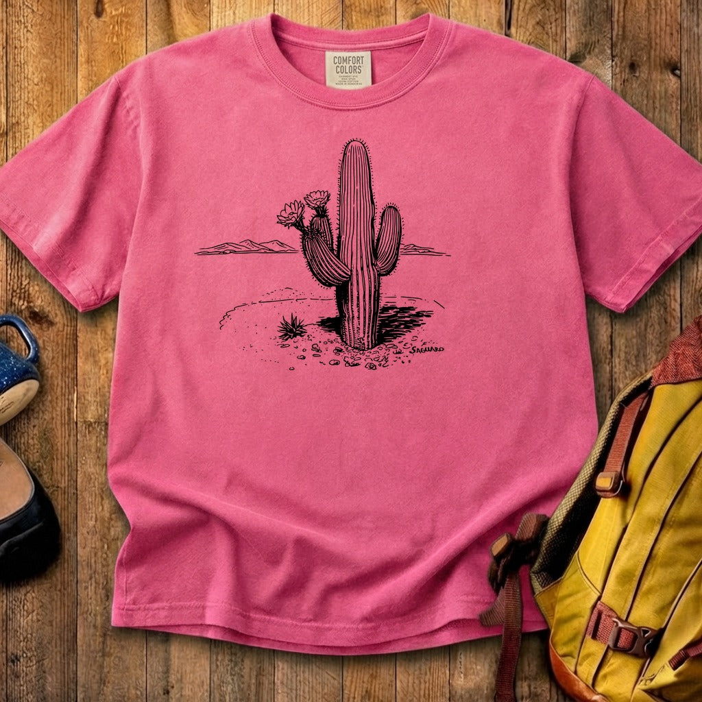 Saguaro Line Drawing Cotton T-Shirt