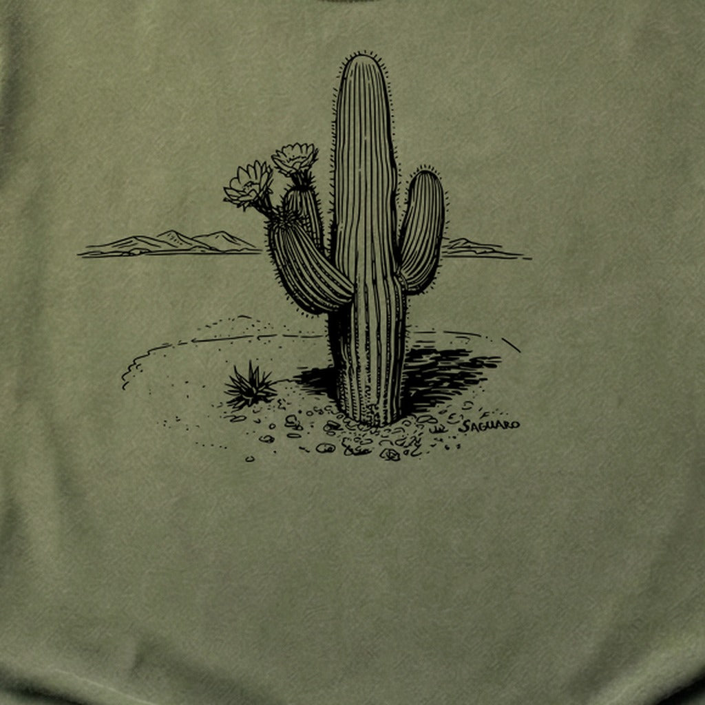 Saguaro Line Drawing Cotton T-Shirt