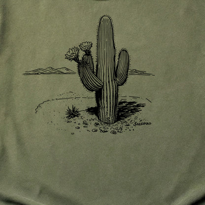 Saguaro Line Drawing Cotton T-Shirt