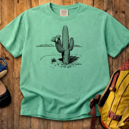Saguaro Line Drawing Cotton T-Shirt