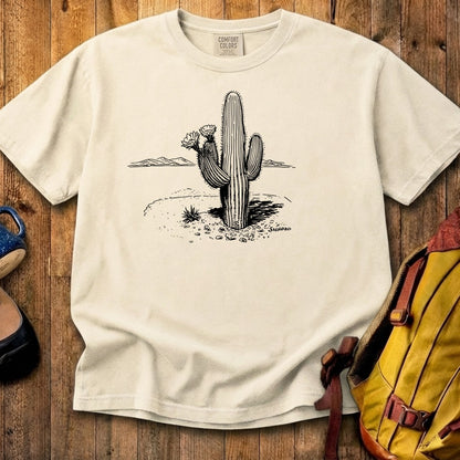 Saguaro Line Drawing Cotton T-Shirt