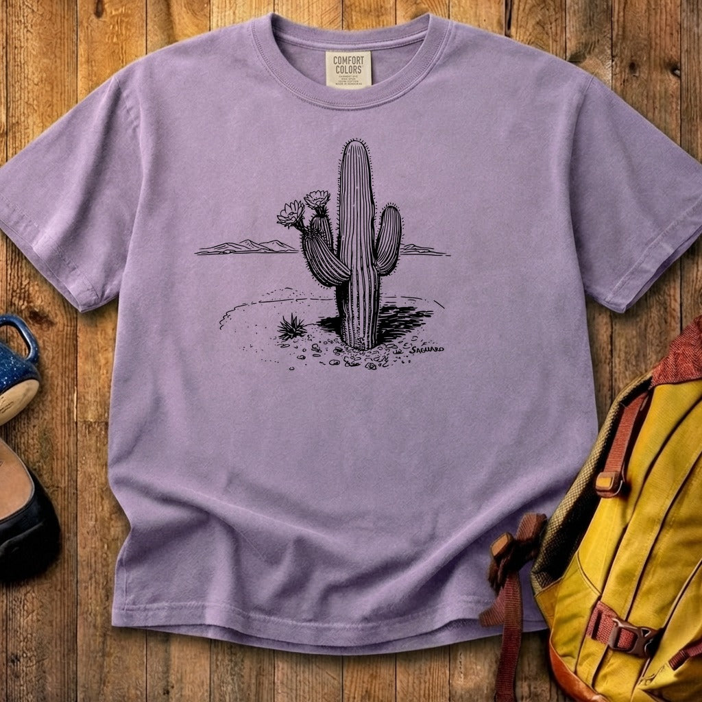 Saguaro Line Drawing Cotton T-Shirt