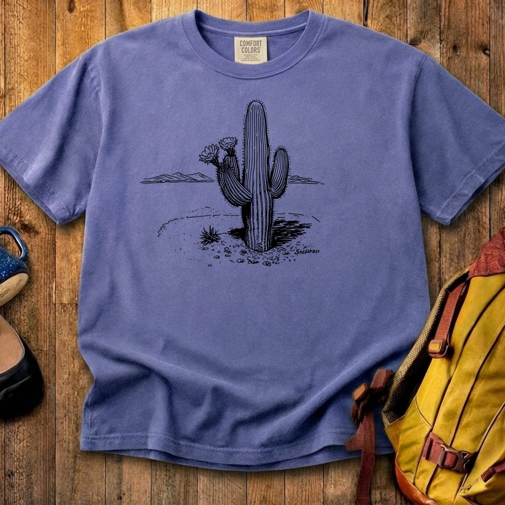 Saguaro Line Drawing Cotton T-Shirt