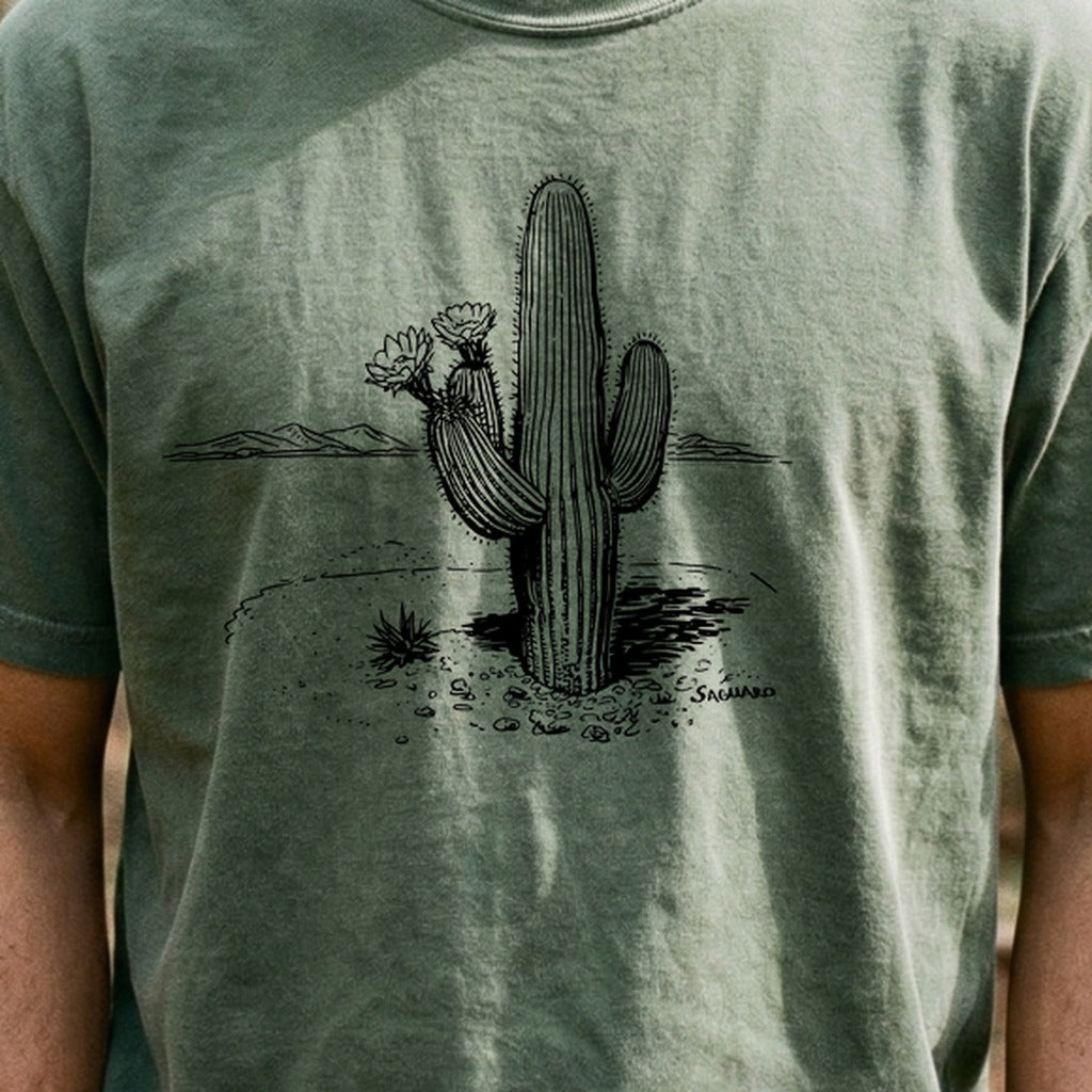 Saguaro Line Drawing Cotton T-Shirt