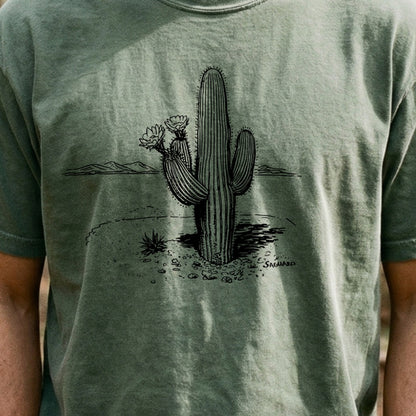 Saguaro Line Drawing Cotton T-Shirt