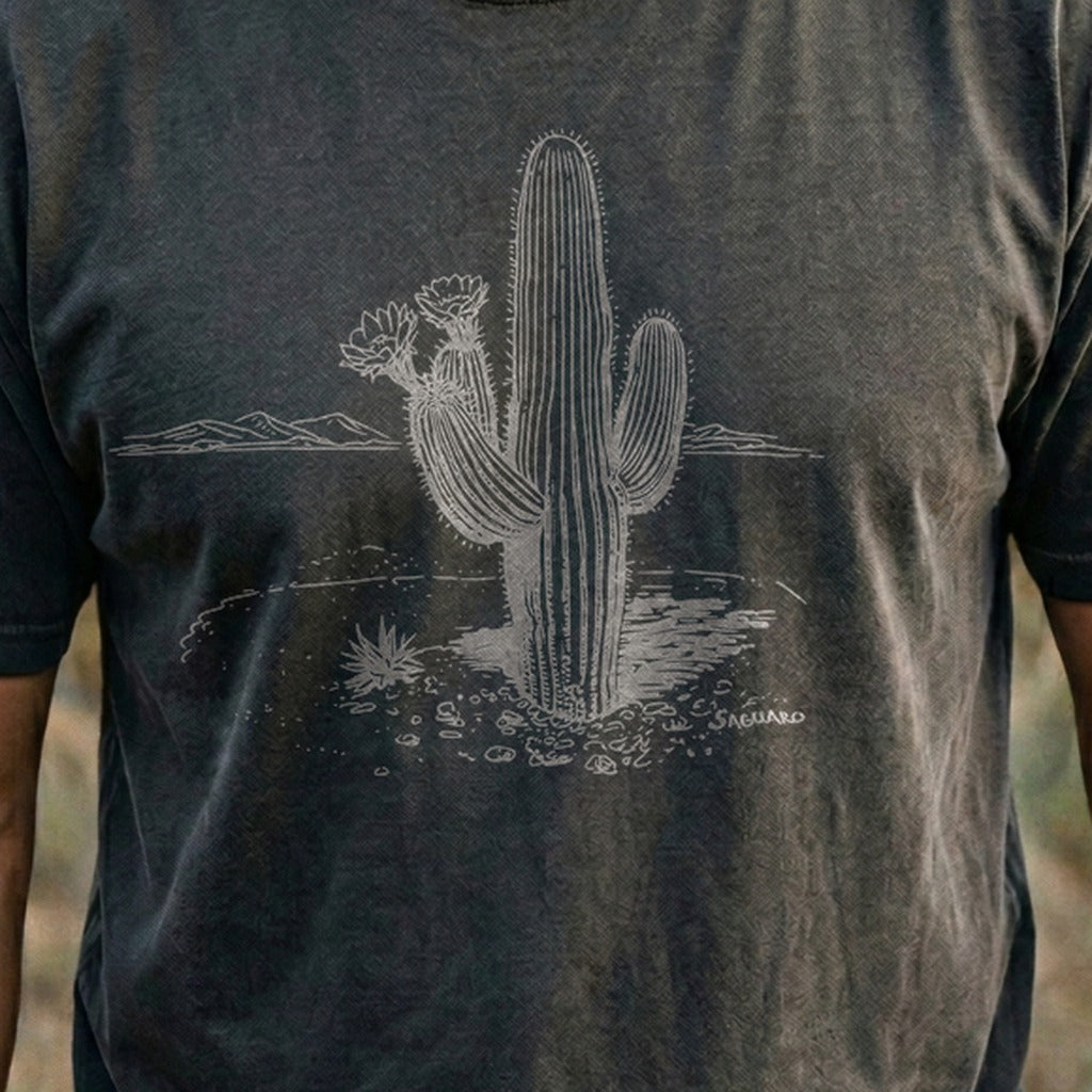 Saguaro Line Drawing Cotton T-Shirt