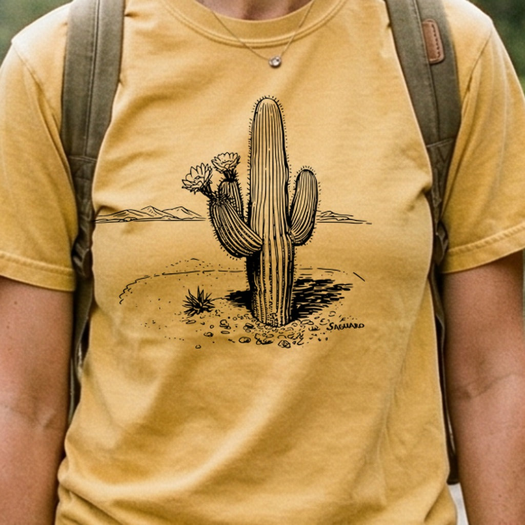 Saguaro Line Drawing Cotton T-Shirt