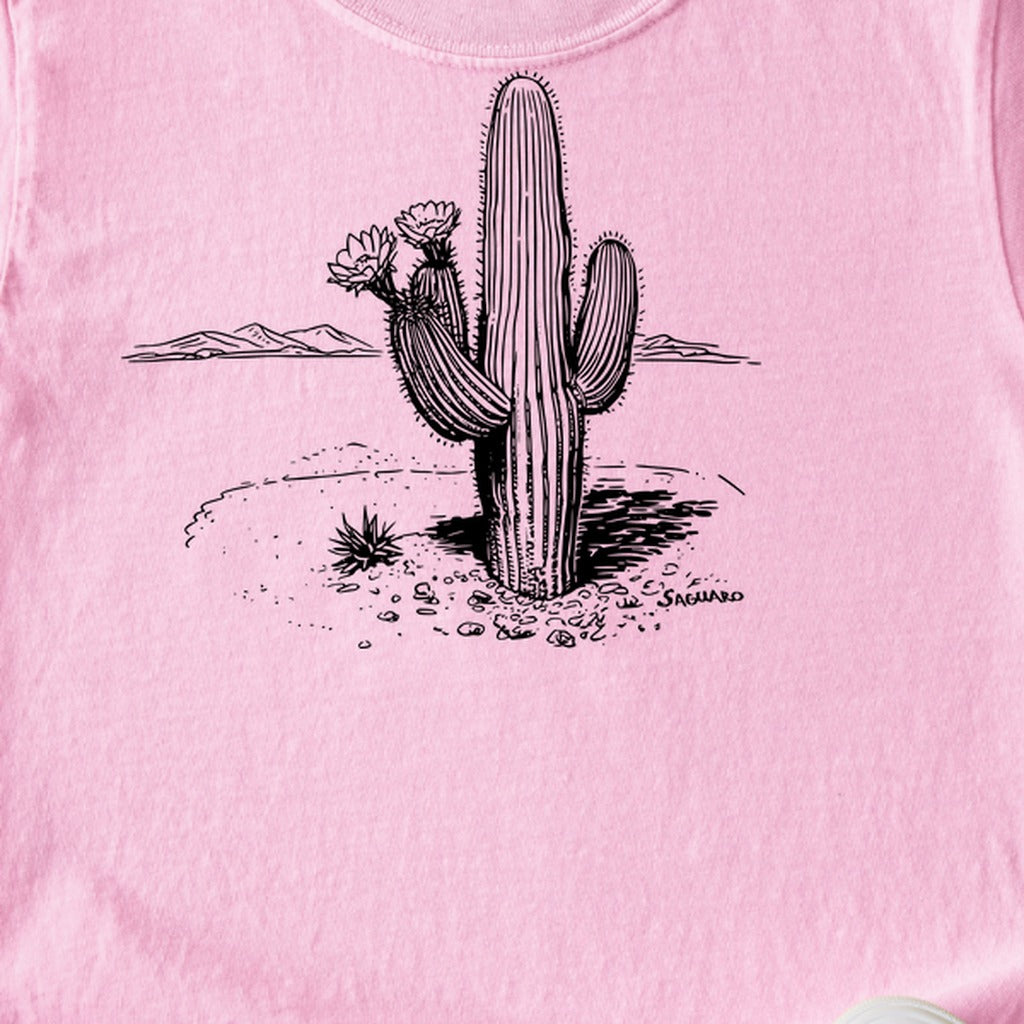 Saguaro Line Drawing Kids Cotton T-Shirt