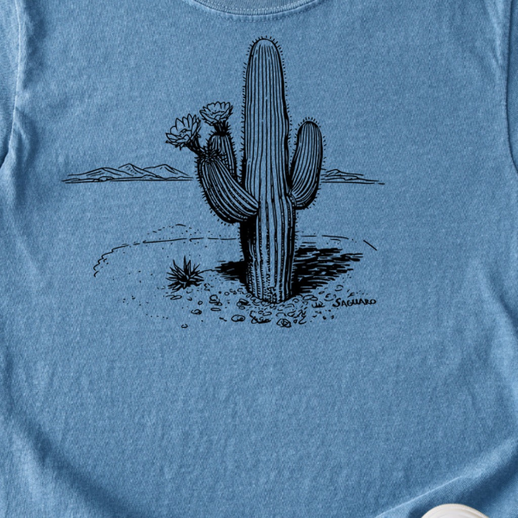 Saguaro Line Drawing Kids Cotton T-Shirt