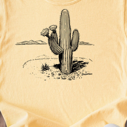 Saguaro Line Drawing Kids Cotton T-Shirt