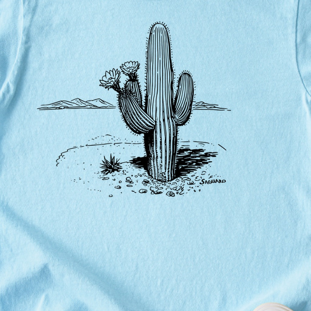 Saguaro Line Drawing Kids Cotton T-Shirt