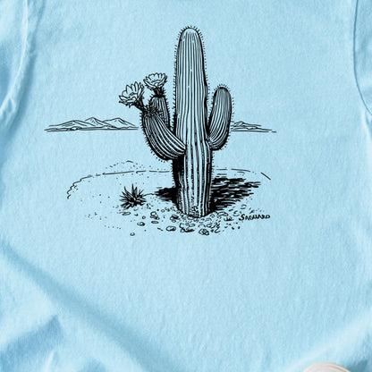 Saguaro Line Drawing Kids Cotton T-Shirt