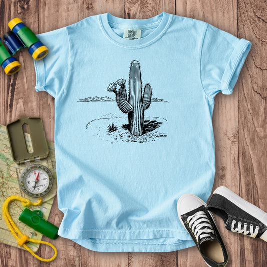 Saguaro Line Drawing Kids Cotton T-Shirt