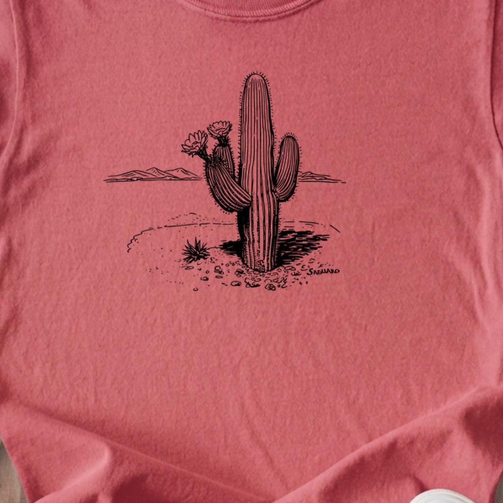 Saguaro Line Drawing Kids Cotton T-Shirt