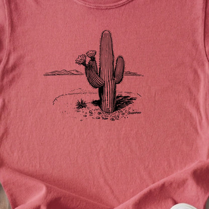 Saguaro Line Drawing Kids Cotton T-Shirt