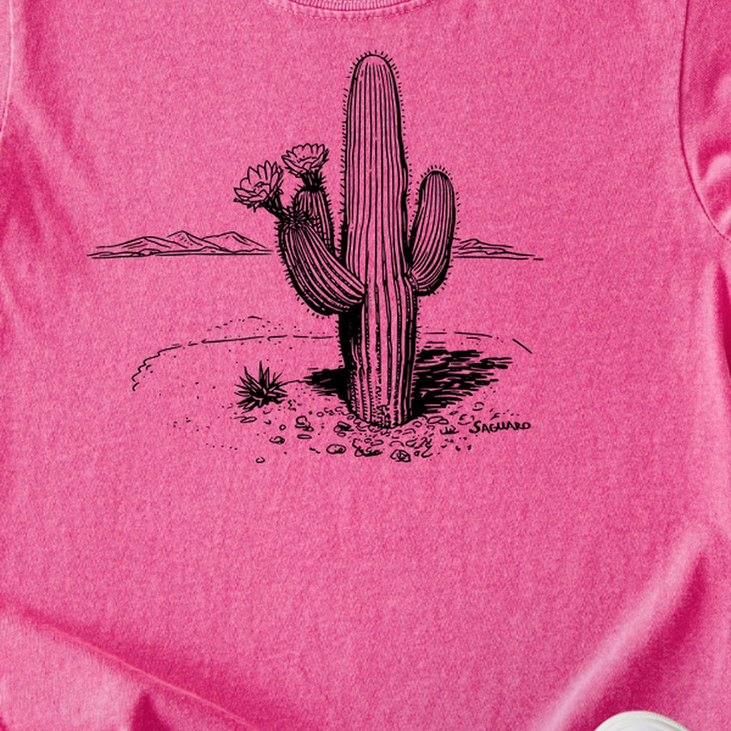 Saguaro Line Drawing Kids Cotton T-Shirt