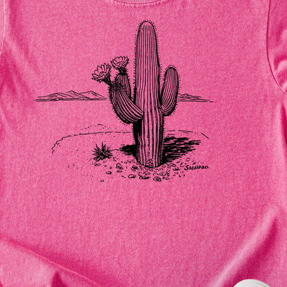 Saguaro Line Drawing Kids Cotton T-Shirt
