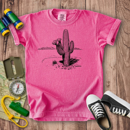 Saguaro Line Drawing Kids Cotton T-Shirt