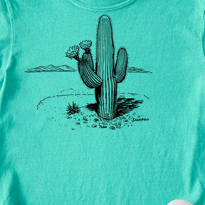 Saguaro Line Drawing Kids Cotton T-Shirt