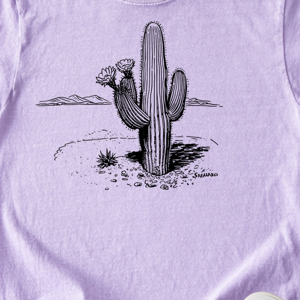 Saguaro Line Drawing Kids Cotton T-Shirt