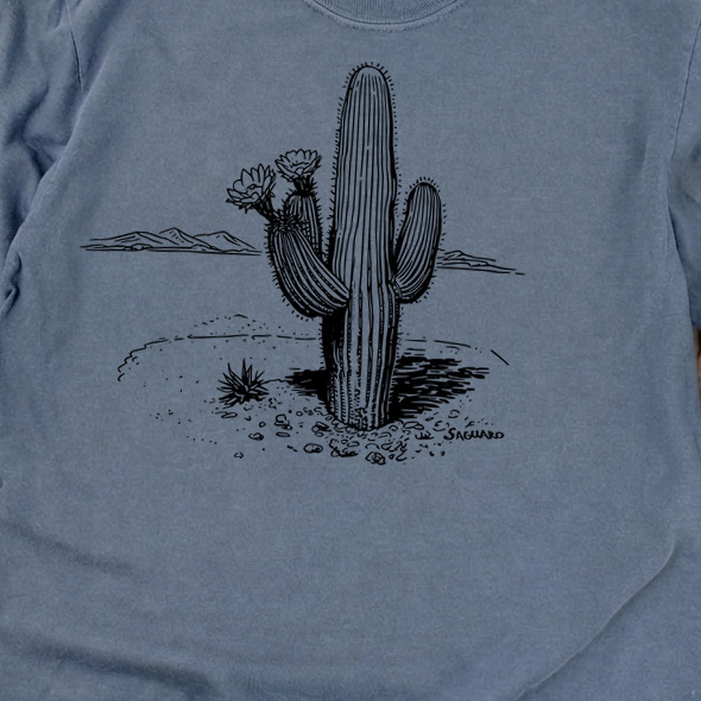 Saguaro Line Drawing Cotton Long Sleeve