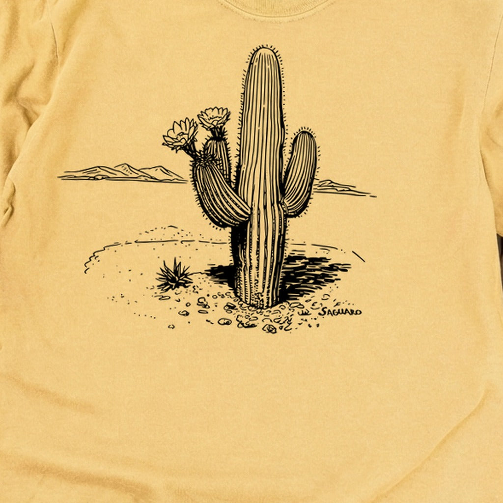 Saguaro Line Drawing Cotton Long Sleeve
