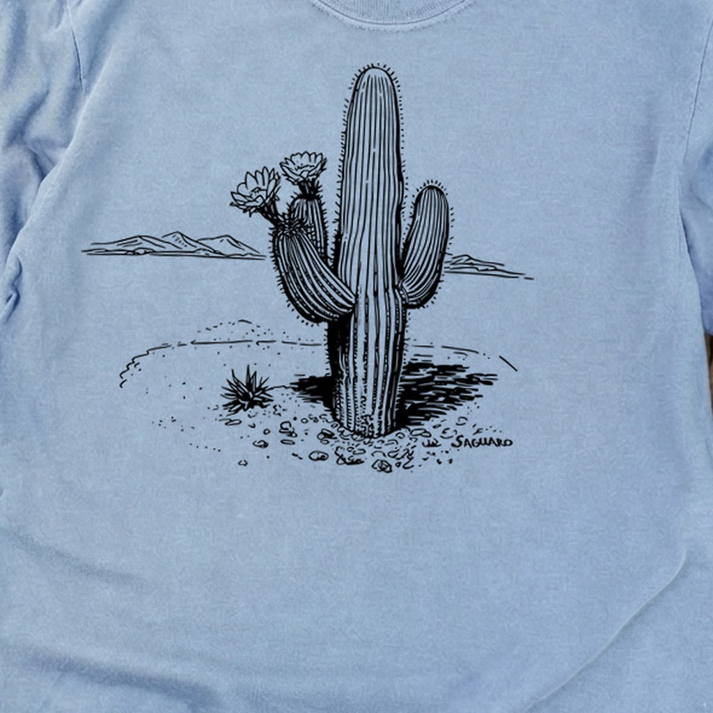 Saguaro Line Drawing Cotton Long Sleeve