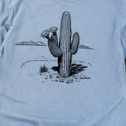 Saguaro Line Drawing Cotton Long Sleeve