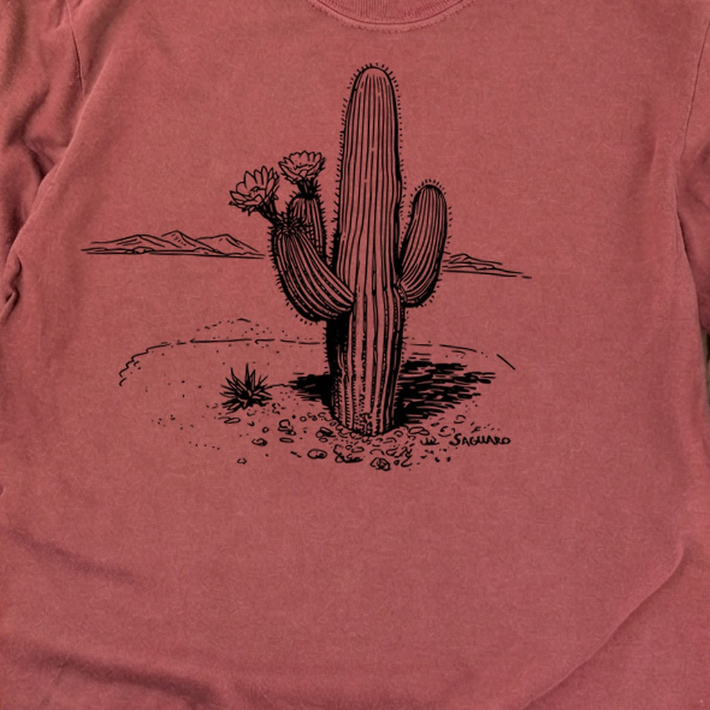 Saguaro Line Drawing Cotton Long Sleeve