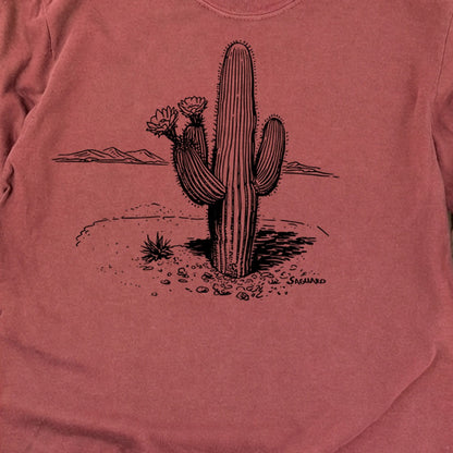 Saguaro Line Drawing Cotton Long Sleeve