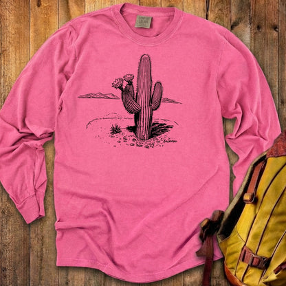Saguaro Line Drawing Cotton Long Sleeve