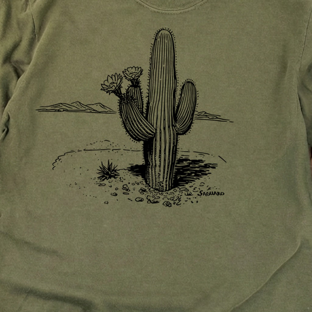 Saguaro Line Drawing Cotton Long Sleeve
