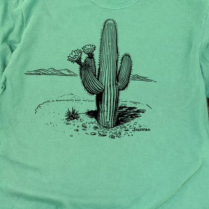 Saguaro Line Drawing Cotton Long Sleeve