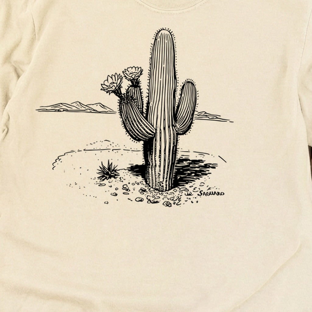 Saguaro Line Drawing Cotton Long Sleeve