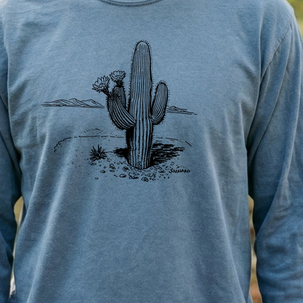 Saguaro Line Drawing Cotton Long Sleeve