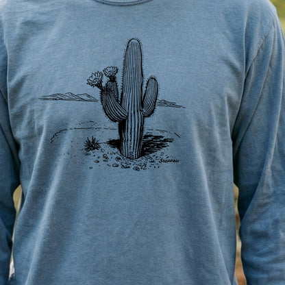 Saguaro Line Drawing Cotton Long Sleeve