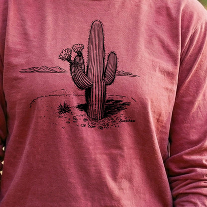Saguaro Line Drawing Cotton Long Sleeve