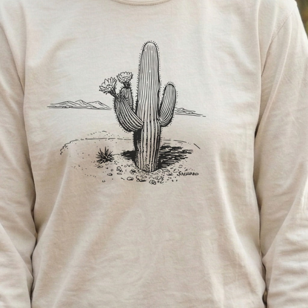 Saguaro Line Drawing Cotton Long Sleeve
