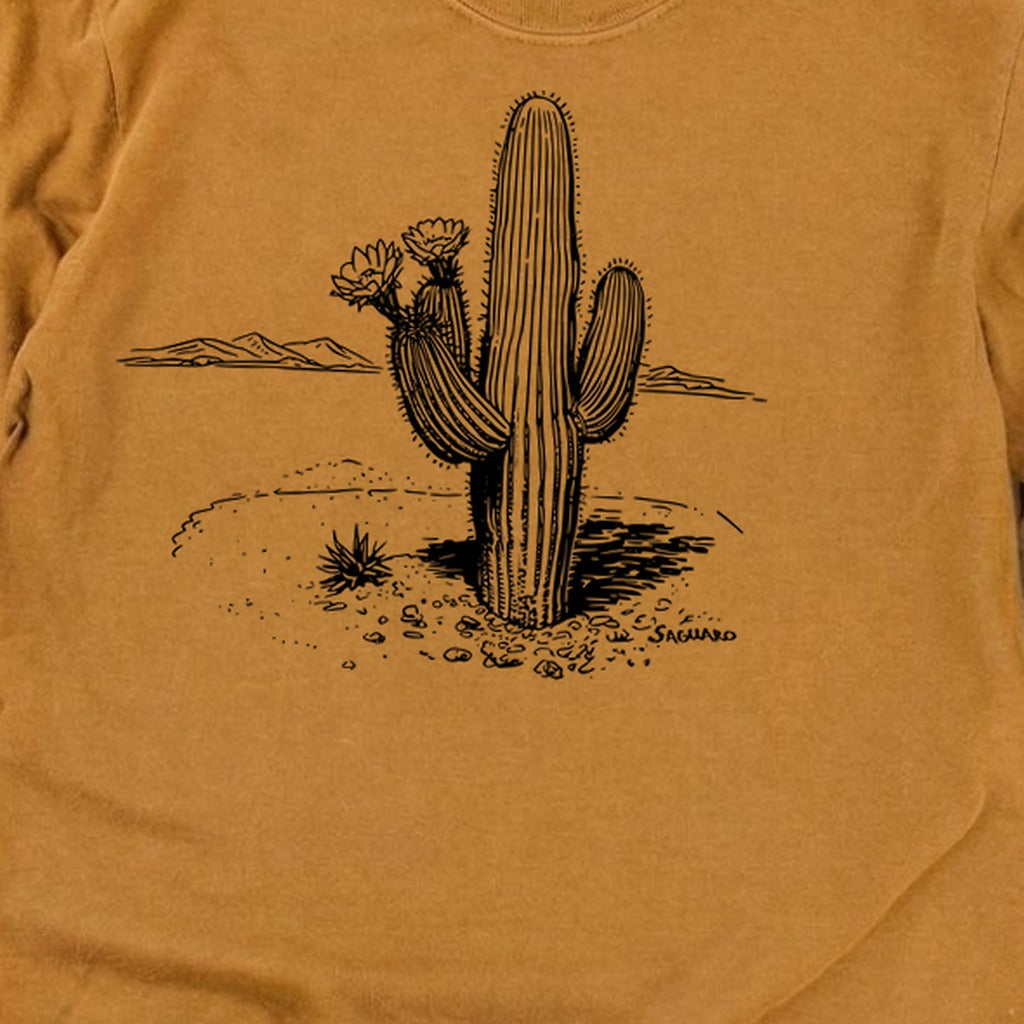 Saguaro Line Drawing Cotton Long Sleeve