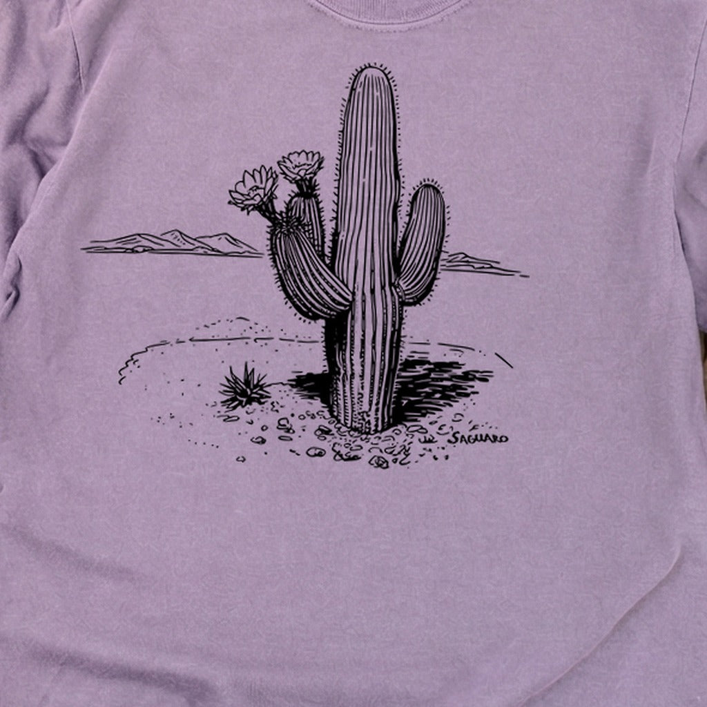 Saguaro Line Drawing Cotton Long Sleeve