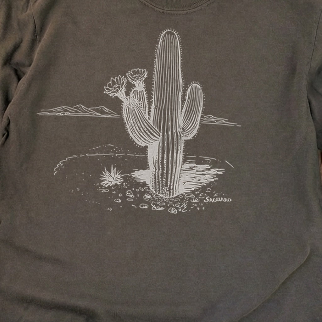 Saguaro Line Drawing Cotton Long Sleeve