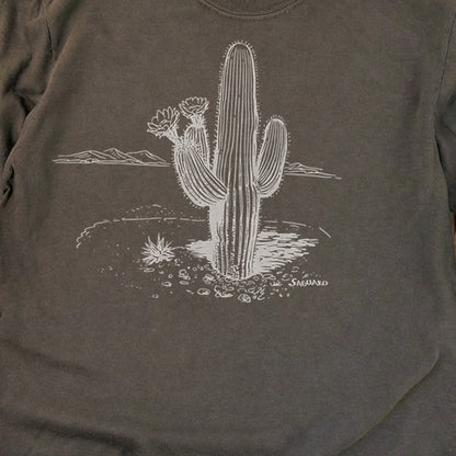 Saguaro Line Drawing Cotton Long Sleeve