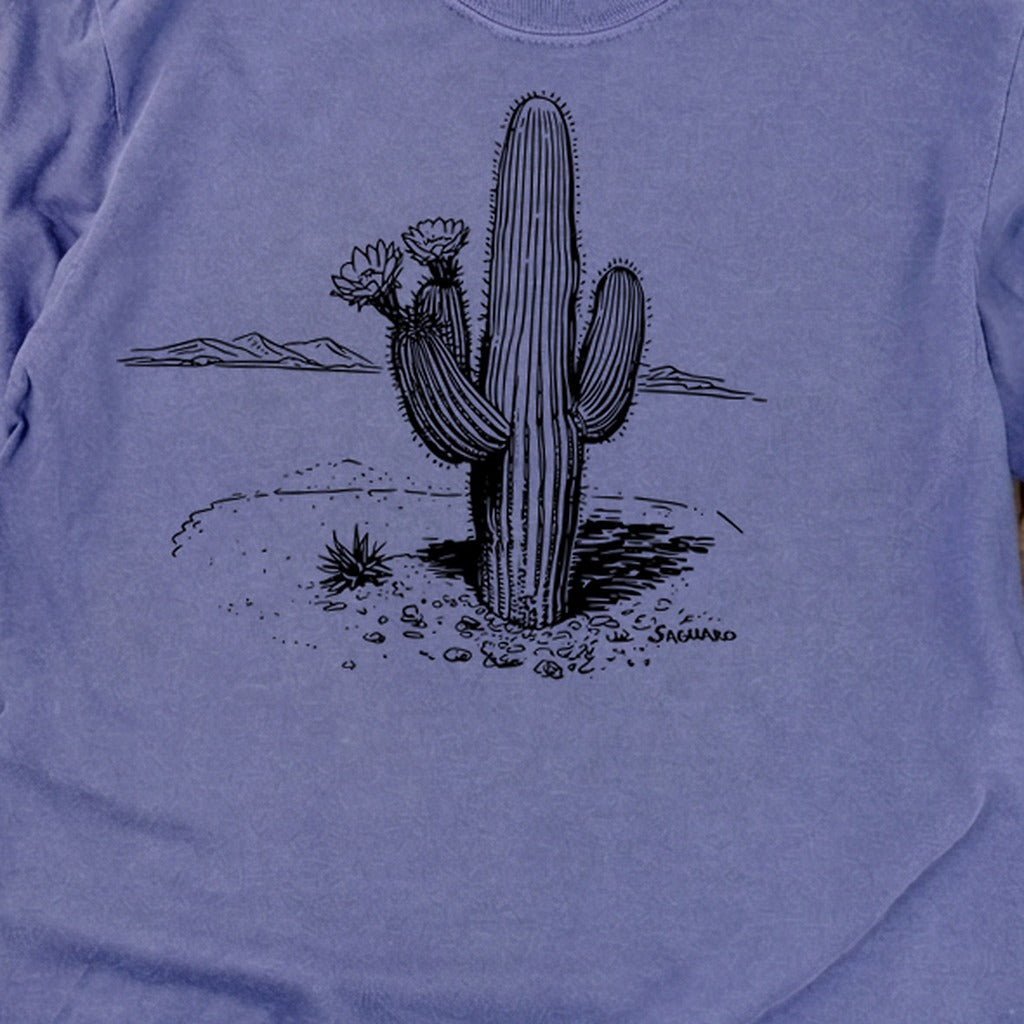 Saguaro Line Drawing Cotton Long Sleeve
