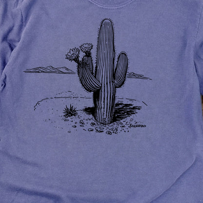 Saguaro Line Drawing Cotton Long Sleeve