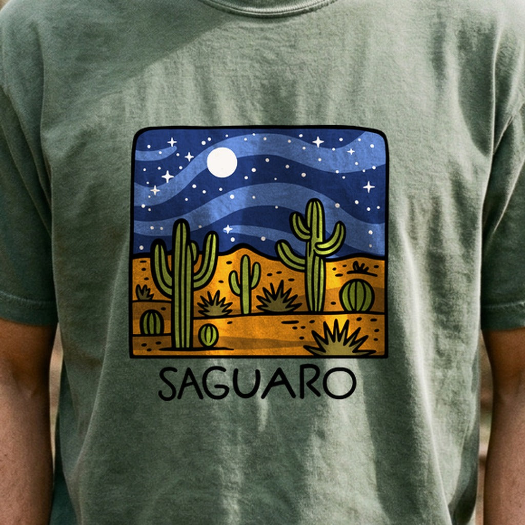 Saguaro at Night Cotton T-Shirt