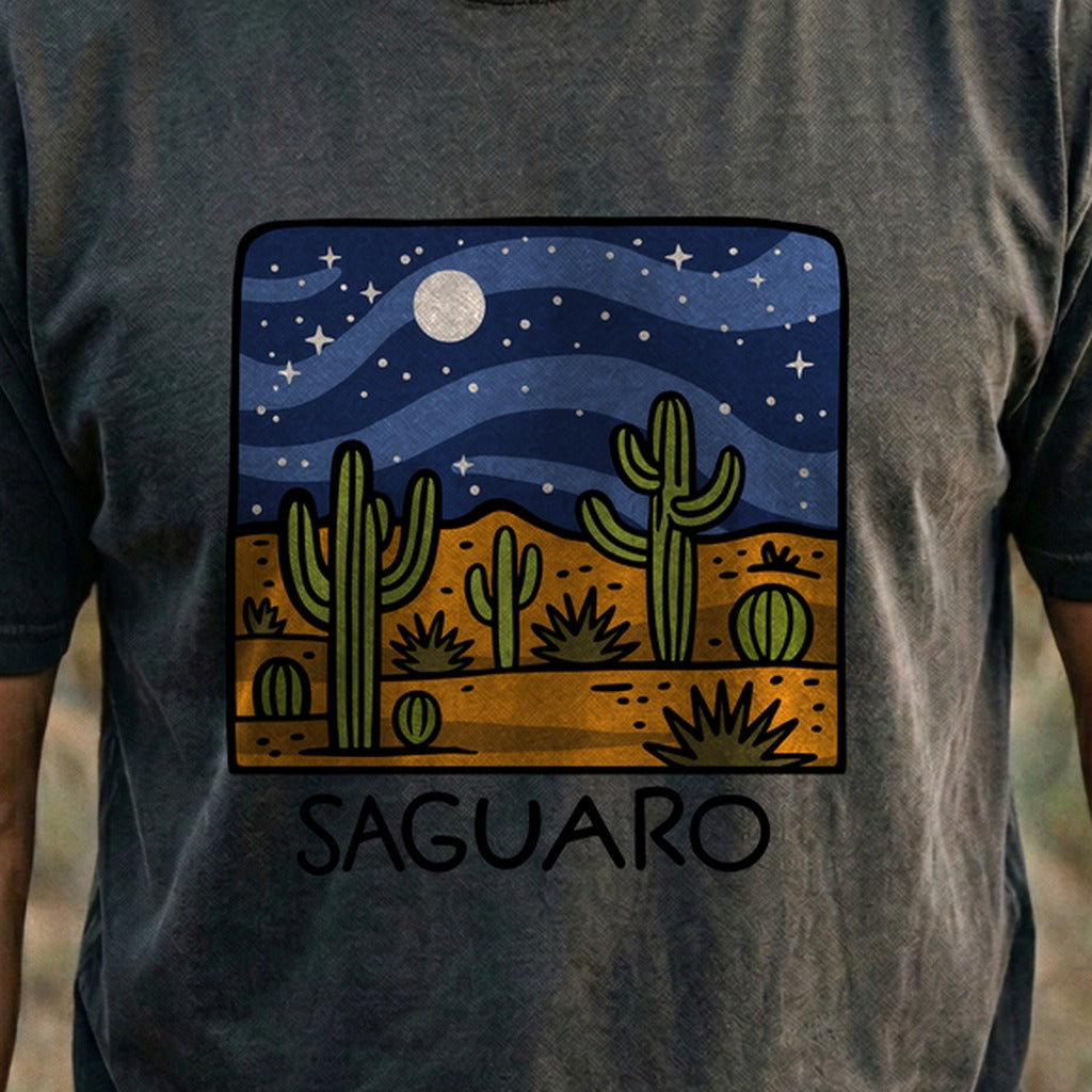 Saguaro at Night Cotton T-Shirt