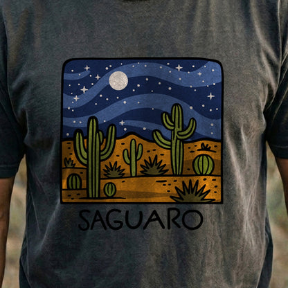 Saguaro at Night Cotton T-Shirt