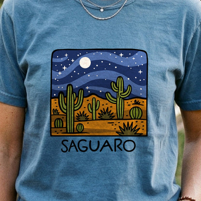 Saguaro at Night Cotton T-Shirt